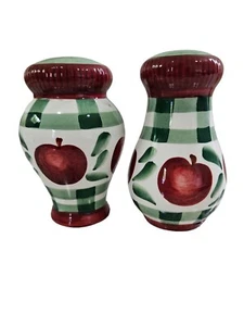 Young's Inc 4" Apple Salt & Pepper Shaker Set Ceramic With Stoppers - Picture 1 of 3