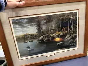 Jim Hansel "Northern Solitude " Loon Camping Lake Print 23 x 16 Signed 149 - Picture 1 of 7