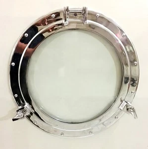 Acabado de níquel ventana de ojo de buey para barco de canal de 20" ~ ventana de pared vidrio transparente  - Imagen 1 de 5