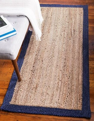 Runner Rug 100% Farmhouse Natural Jute Braided Carpet  Area Living Modern Rug - Image 1 of 4
