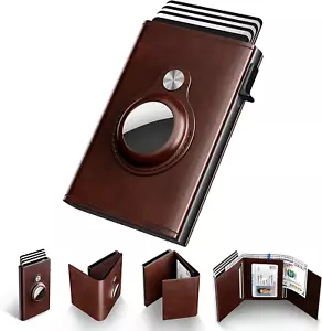 Mens Wallet Card Holder for Airtag: Leather Smart Wallet for Men Compatible with - Picture 1 of 12