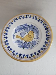 Checoslovaquia Plato Colgante de Pared Hecho a Mano "Slovkeramika Moora" Pájaro Amarillo - Imagen 1 de 3