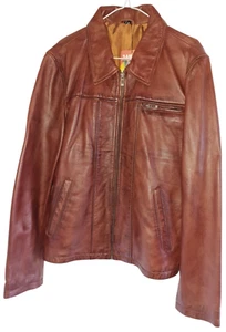 Men's 100 % Genuine Sheep Leather Jacket, Abstract, Two Tone, Size: Large, ML-1 - Picture 1 of 19