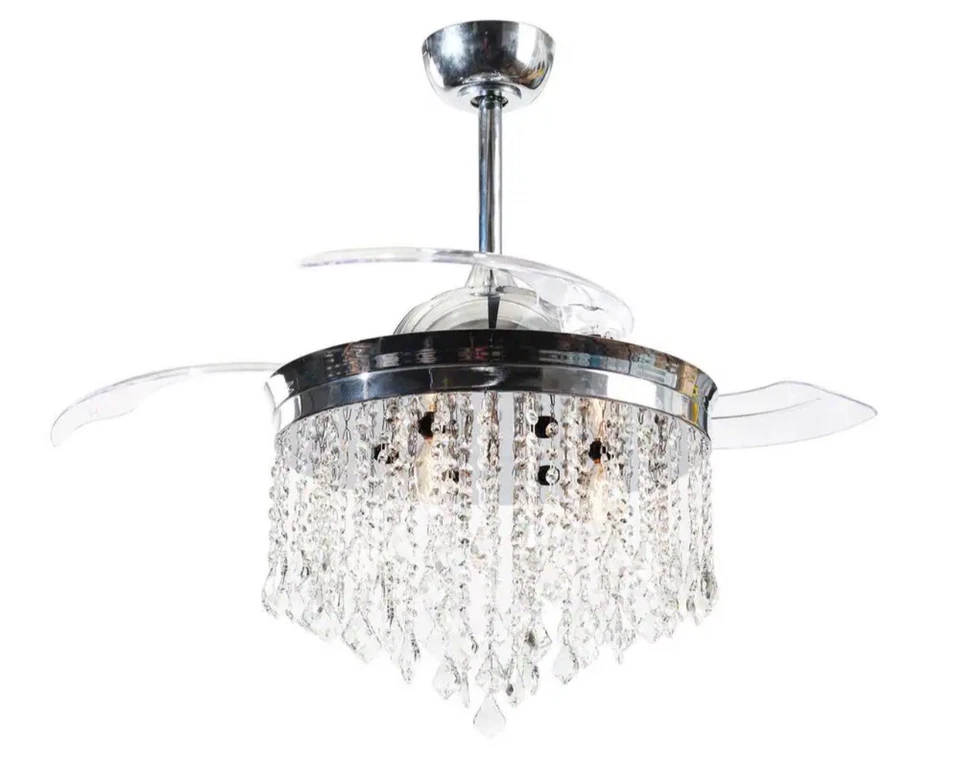 matrix decor 42 in. Indoor Chrome Retractable Chandelier Ceiling Fan with Light - Image 1 of 4