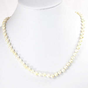 White Pearl Round Beads Hand Knotted 14K Gold Filled Necklace 18" FREE SHIPPING