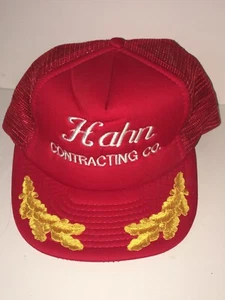 Hahn Contracting Co. Vintage 1980’s New Trucker Hat SnapBack Mesh Gold Leaf Brim - Bild 1 von 8