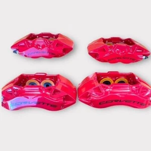 2014-2019 REBUILT CHEVROLET CORVETTE C7 JL9 POWDER COATED BENGAL RED CALIPERS - Picture 1 of 16