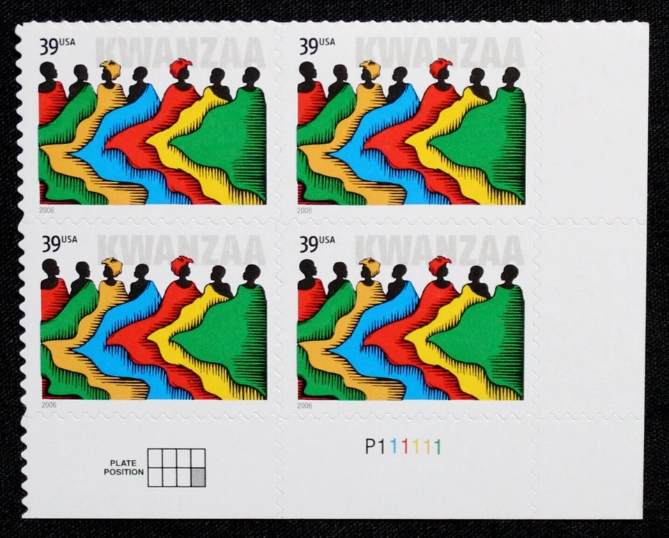 US Plate Blocks Stamps #4119 ~ 2006 39c Kwanzaa MH SA RL58 - Image 1 of 1