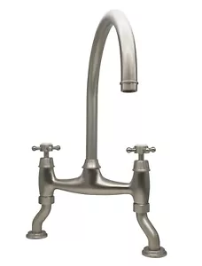 SALE! Bidbury & Co Sherbourne Crosshead Kitchen Sink Mixer Bridge Tap in Pewter - Picture 1 of 4
