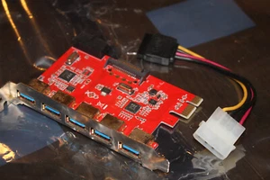 Controlador Adaptador USB 3.0 5x Puerto PCI-e X1 + Cable Adaptador Molex/SATA - Imagen 1 de 1