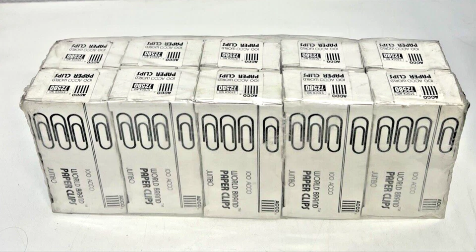 ACCO Smooth Standard Paper Clip Jumbo Size Silver Color 1 Box- 100 Clips