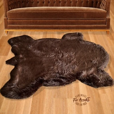 Alfombra gruesa de piel de búfalo marrón - piel sintética peluda - tamaño real - hecha a mano en EE. UU. Foto 1 de 4