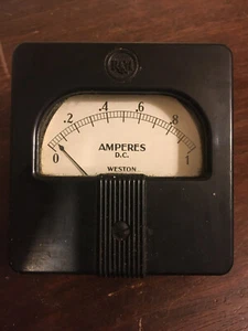 RCA Weston Gauge, Amperes D.C. 0 - 1, Plastic Housing w Glass Face - Picture 1 of 2