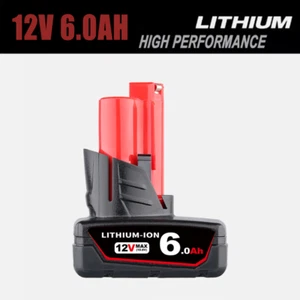1Pack 6.0Ah For Milwaukee 12V Max M12B6 Lithium M12 Battery M12B5 48-11-2440 - Picture 1 of 9
