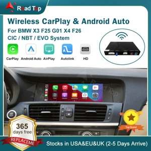 Road Top NEW Wireless CarPlay Android Auto For BMW X3 X4 F25 F26 F48 CIC/NBT/EVO - Picture 1 of 16