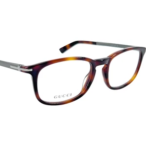 GUCCI GG1112 Mens Plastic Eyeglass Frame 08EZ Havana Ruthenium 52-19 w Case - Picture 1 of 5