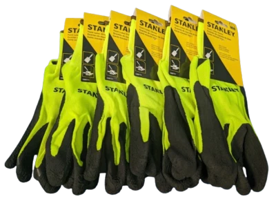 Stanley Foam Latex Gloves Work LARGE Paint Masonry Construction 6 Six Pairs - Image 1 of 4