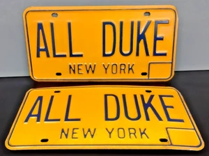 VINTAGE "ALL DUKE" BLUE DEVILS NEW YORK STATE LICENSE PLATES 1973~'86 - Picture 1 of 6