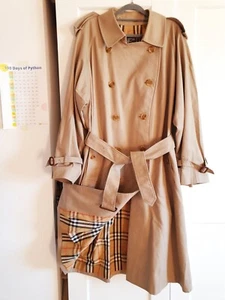 Burberry Men Vintage Beige Cotton Blend Haymarket Trench MAC Coat Size IT 48 - Picture 1 of 8
