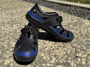 OOFOS Oocandoo Black Blue Slip On Comfort Recovery Sandals Mens Sz 10 EU 43 - Bild 1 von 16