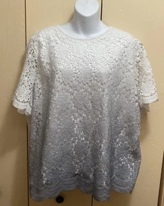 Camiseta Alfred Dunner Ombré Bordada Capa Encaje 2X - Imagen 1 de 4