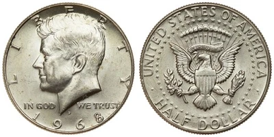 EE. UU. - Medio dólar 1968 D - Plata Kennedy Foto 1 de 3