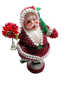 "De colección MCM Flocado Cuentas 11"" Papá Noel Hecho a Mano Detallado Excelente Prendedor" - Imagen 1 de 8