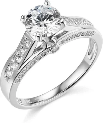 2 Ct Round Cut Lab Created Diamond Engagement Wedding Ring 14K White Gold Over - Image 1 of 4