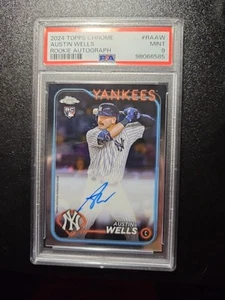 2024 Topps Chrome - Rookie Autographs Austin Wells #RA-AW (AU, RC) PSA 9 - Picture 1 of 2