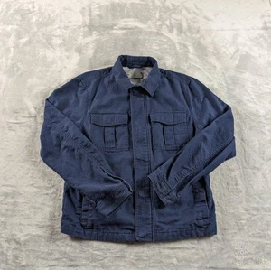 Gap Jacke Herren mittelblau True Indigo Hemd Leinen Baumwollmischung Utility Reißverschluss - Bild 1 von 15