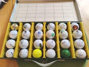Vintage Lot 24 Logo Golf Balls Courses Advertising Collectible In Case Unused - Picture 1 of 7