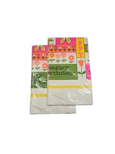 Juego De Colección De 2 Cubiertas De Mesa De Papel Futura Groovy Floral Feliz Cumpleaños 54" x 96" - Imagen 1 de 5