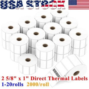 1"x2 5/8" Direct Thermal Shipping Labels 2000/Roll FBA UPC Label for Rollo Zebra - Picture 1 of 6