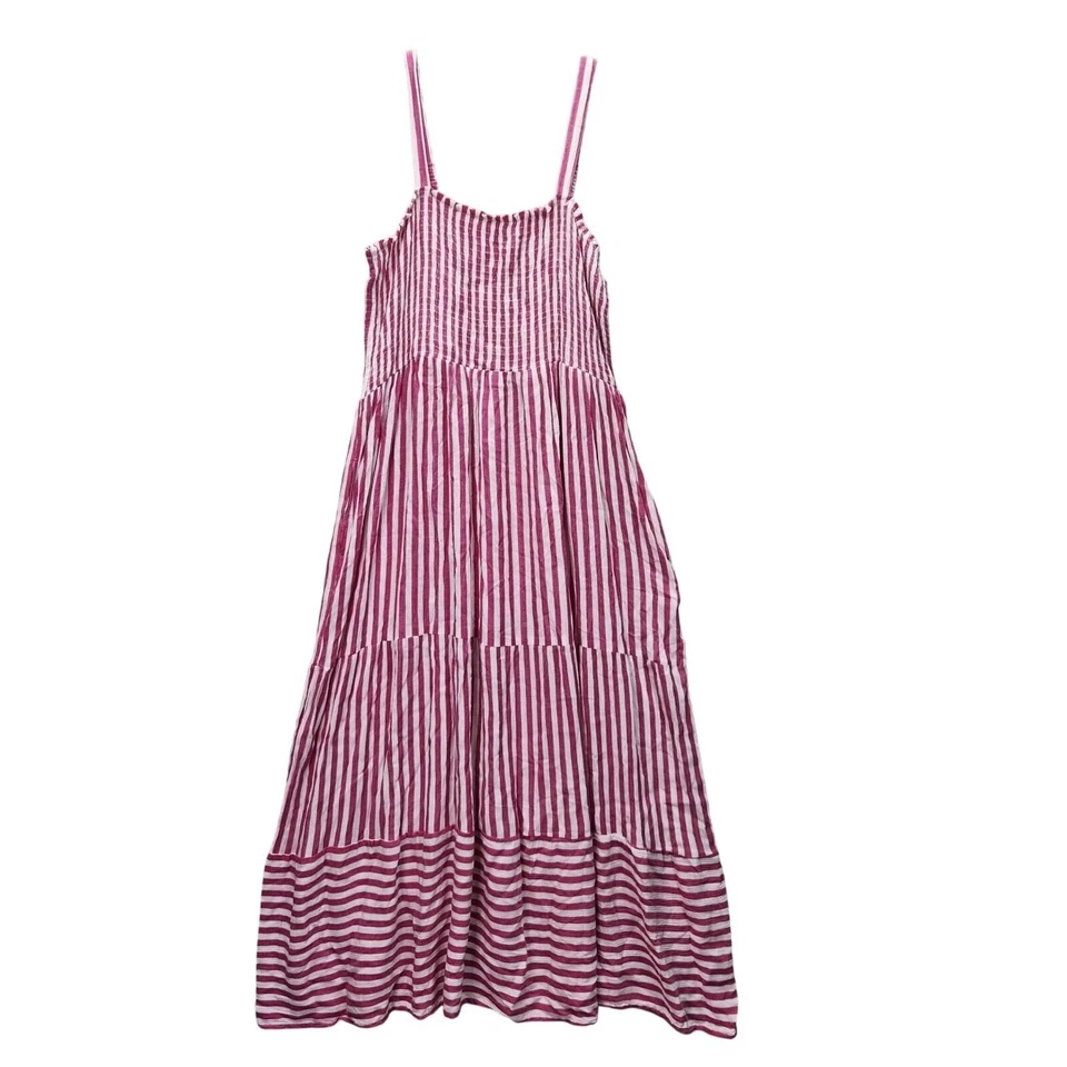 Raviya Womens Pink Tiered Striped Dress Cover-Up Swimwear Size M