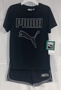Little Boys PUMA 2-Pc Shirt & Shorts Outfit - Size 4 - New NWT - MSRP $34 BLACK - Picture 1 of 2