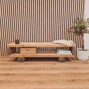 Rustic Tv Stand With Round Timber Legs / Rustic Handmade Tv Unit / TV Stand - Picture 1 of 8