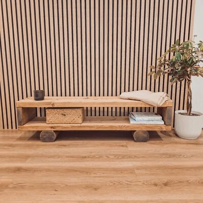 Rustic Tv Stand With Round Timber Legs / Rustic Handmade Tv Unit  / TV Stand  - Image 1 of 4