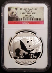 2016 China Panda Silver NGC MS69 Early Release, Mint Slab-Free Shipping - Picture 1 of 2