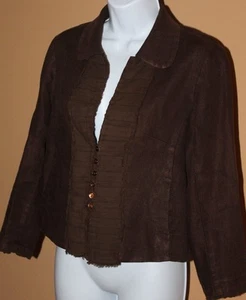 J.Crew Brown 100% Linen Jacket Womens Sz 4 Lined w/ Pockets Distressed Solid B3 - Picture 1 of 7