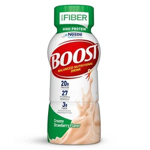 (24 Pack) BOOST High Protein & Fiber Complete Nutritional Drink, Strawberry, 8oz - Picture 1 of 6