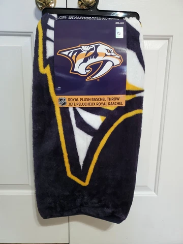 Nashville Predators NWT NHL Royal Plush Raschel Throw Blanket 50" x 60" Blue Cover