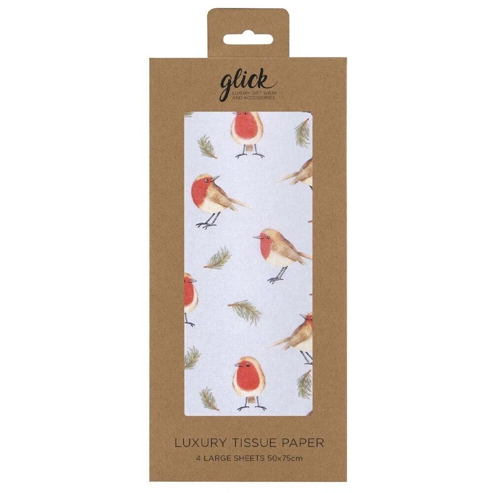 ROBINS SILVER Christmas Glick 4 sheets tissue wrapping paper 50 x 75 cm - Image 1 of 1