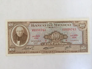 100 PESO MEXICO BANKNOTE 1973 HIDALGO SERIE BXU 43 MEXICO - Picture 1 of 3