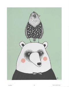 Mira Mallius Poster Bear and Bird Green 24 x 30 cm - Picture 1 of 1