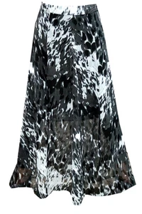 Boho Gypsy Hippy Black White Maxi Skirt Printed GEORGETTE Long Skirts M