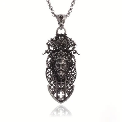 Pingente corrente pingente berloque Zeus aço inoxidável masculino presente atacado - Imagem 1 de 4