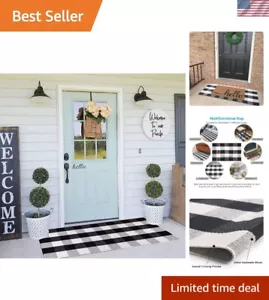 Buffalo Check Rug 23.6"x51.2" - Black & White Plaid for Home - Picture 1 of 7