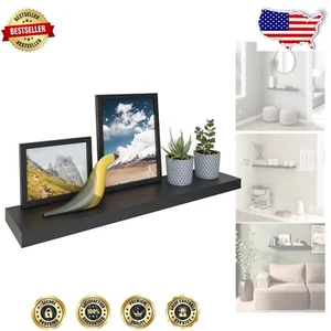 36-Inch Modern Black Floating Shelf with Invisible Brackets - Stylish Storage - Picture 1 of 11