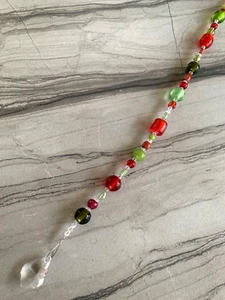 Urlaub Weihnachten Boho Glasperlen Sonnenfänger Fenster Terrasse Veranda rot grün 13,7" - Bild 1 von 4