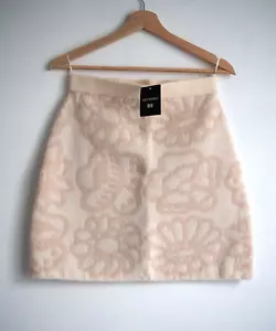 Marimekko Lambswool Skirt Size Small Uniqlo Floral 100% Wool Off White - Picture 1 of 7
